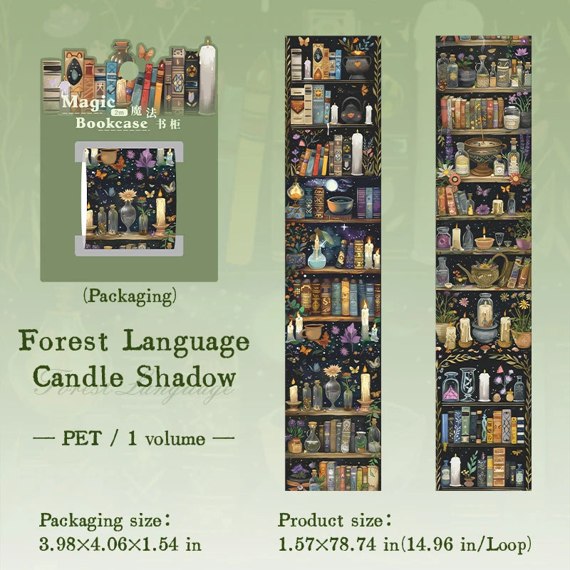 2m/Roll Magic Bookcase PET Tapes Scrapbook Handbook Tape Material Background Decorative Collage Adhesives Aesthetic Stationery Qme C 40mm X 2m