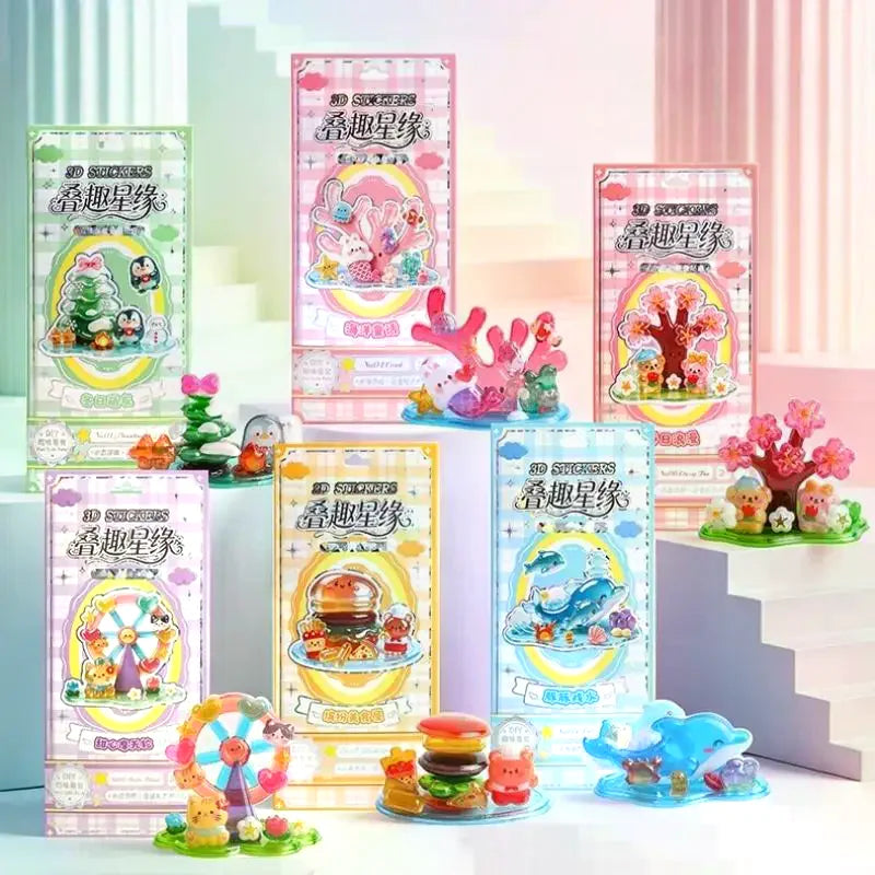 3D Stacked Crystal Stickers Cute Animal Girls Boys Classroom Prizes Qme