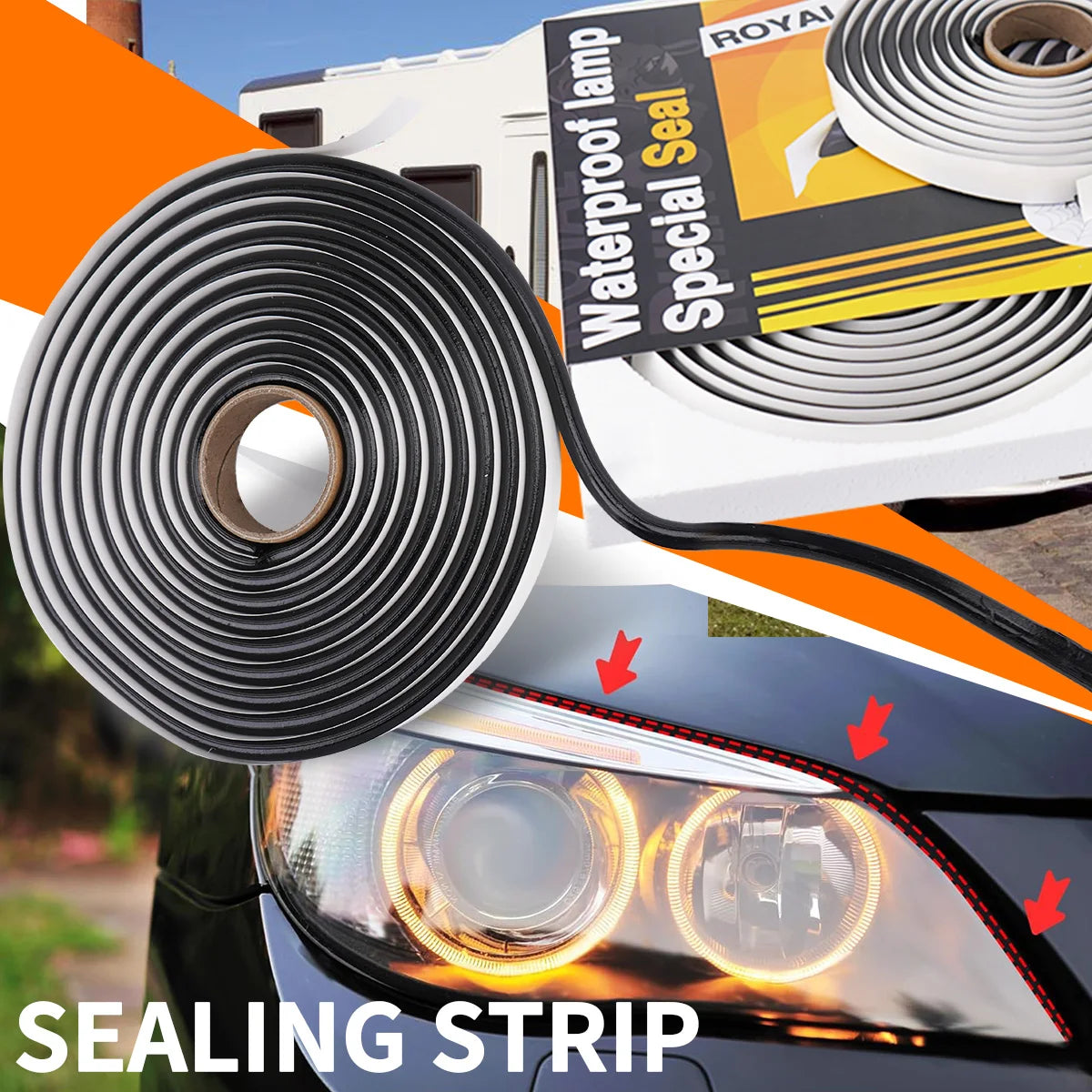 1PCS Butyl Rubber Headlight Sealant Tape for Headlamp Taillight Shield Car Door Seal Retrofit Reseal Accessory Qme