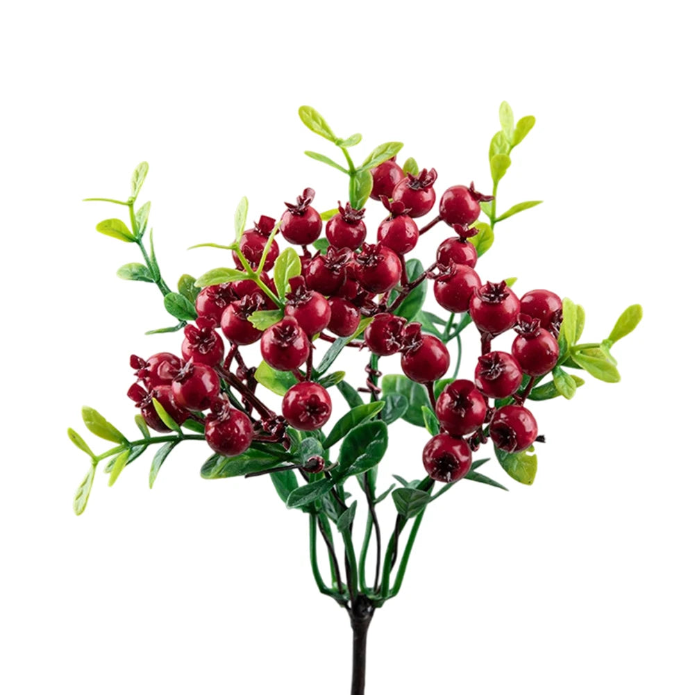 1 Pc Artificial Pomegranate Long Branch Vibrant Artificial Berry Flowers Weddings, Parties Home Decor Qme Red