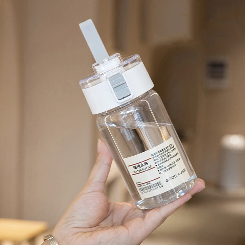 Water Bottle Space Cup Bouncing Cover Handy Sports Plastic Qme 350ML White