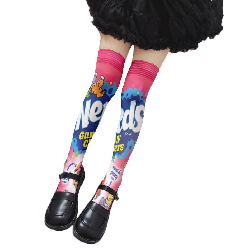 Fun Snacks Food Women's Stockings Skateboard Teen Harajuku Fashion Qme style2 One Size