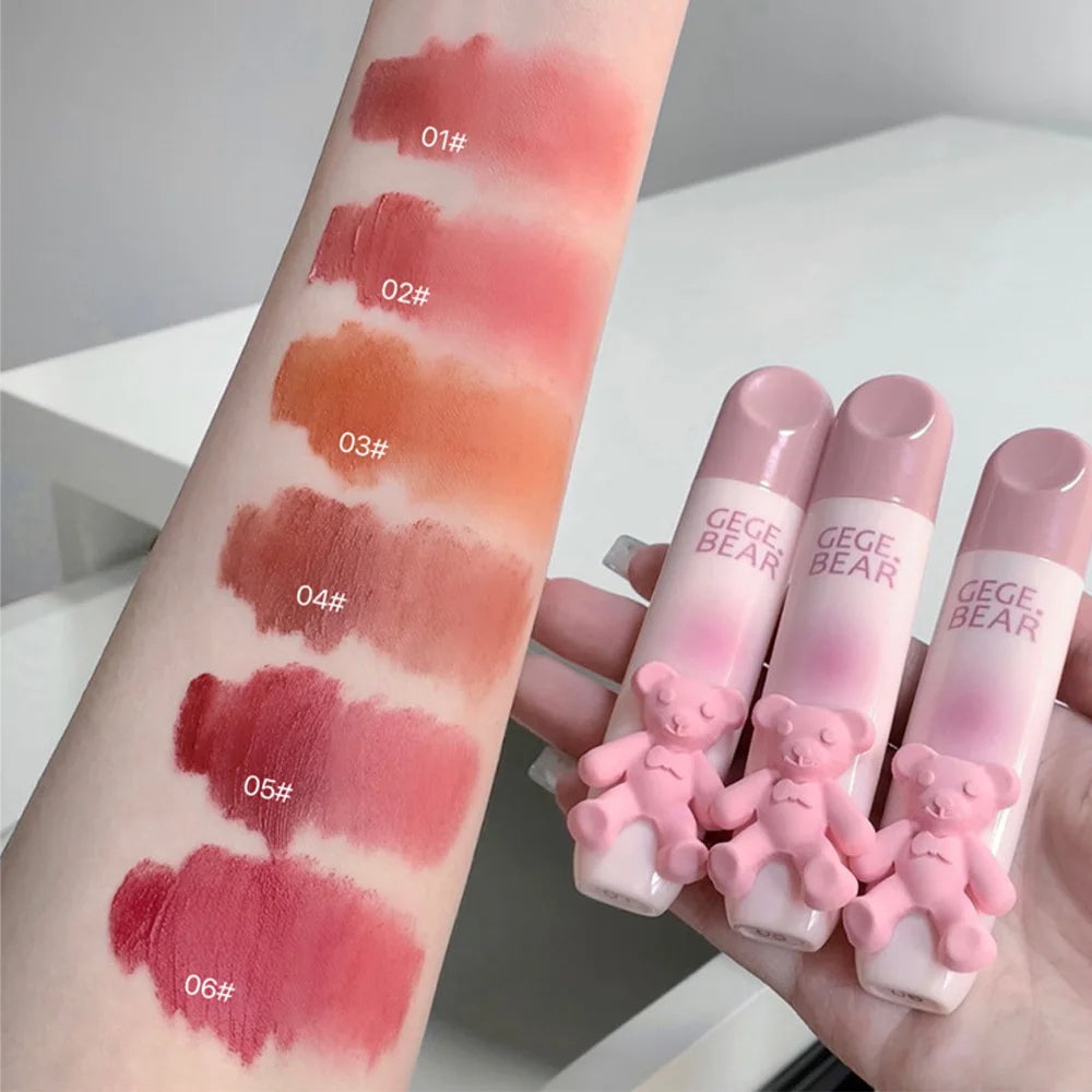 Gegebear Bear Lip Glaze Matte Velvet Lipstick Long-lasting Whitening Qme