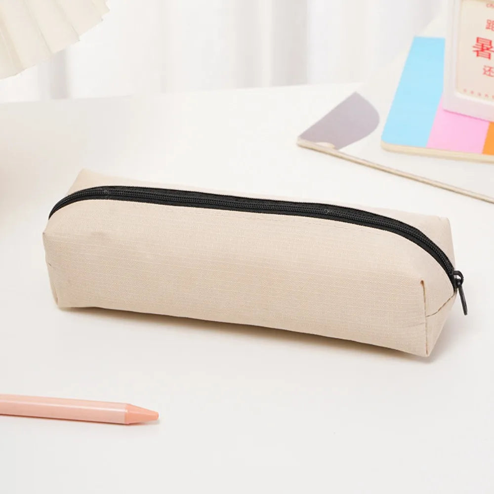 1pc Small Solid Color Simple Zipper Pencil Case Mini Pen Bags Stationery for School Office Suppliers Qme Gray