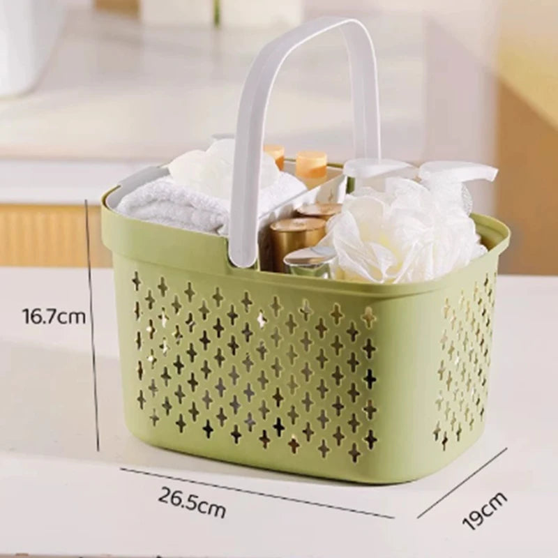 Plastic Organizer Basket Handles Drainage Toiletry Bin Stackable Qme