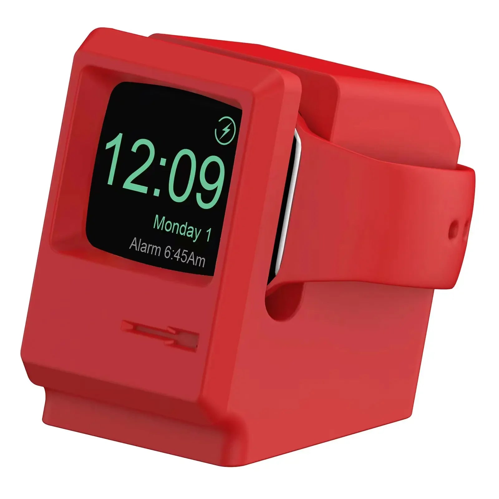 Desktop Holder For Apple Watch Ultra Charger Stand Retro Computer Pattern Charging Base for iWatch 10 9 8 7 6 5 4 3 SE Silicone Qme 0365R