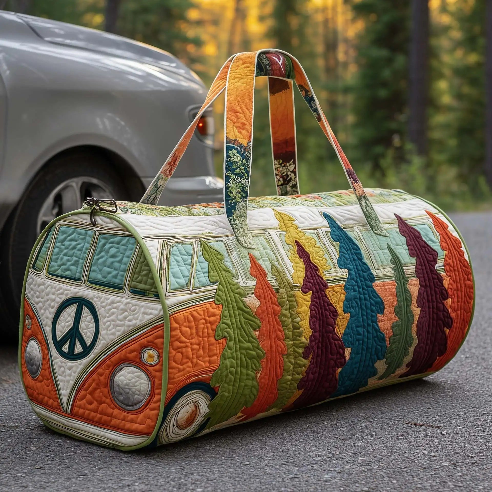 Women 3D Quilting Craft Travel Duffel Bag Fashion Sun Mountain Forest