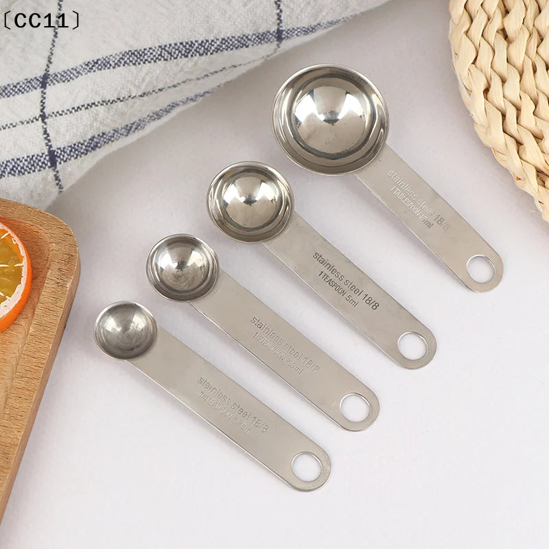 1 Stainless Steel Measuring Spoon Scale Ruler Egg Beater Kitchen Qme