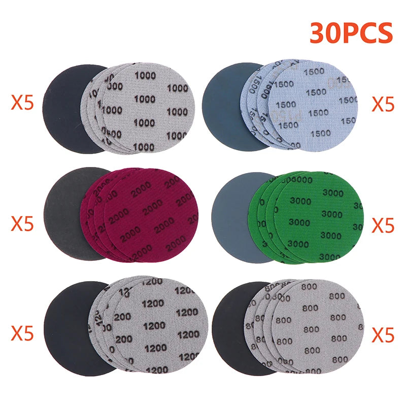 3 Wet Dry Sanding Discs 800-3000 Grit Sandpaper Assortment Hook Loop Qme Default Title