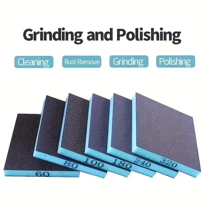 3pcs sandpaper sponge, coarse sand, medium sand, fine sand brick sandpaper, suitable for metal, wood, glass, washable and reusab Qme