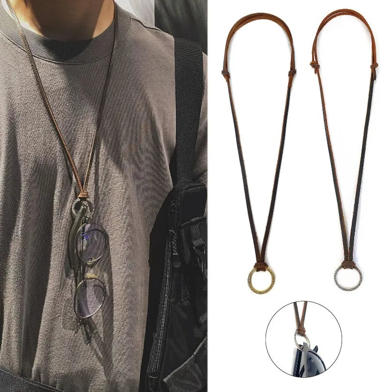 Adjustable Leather Necklace Sunglass Strap Retro Amekaji Design Qme