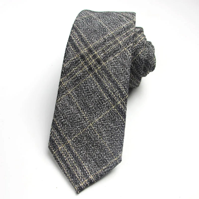 Fashion Woven Cotton Ties Men Skinny Neck Tie Wedding Casual Plaid Qme RT3