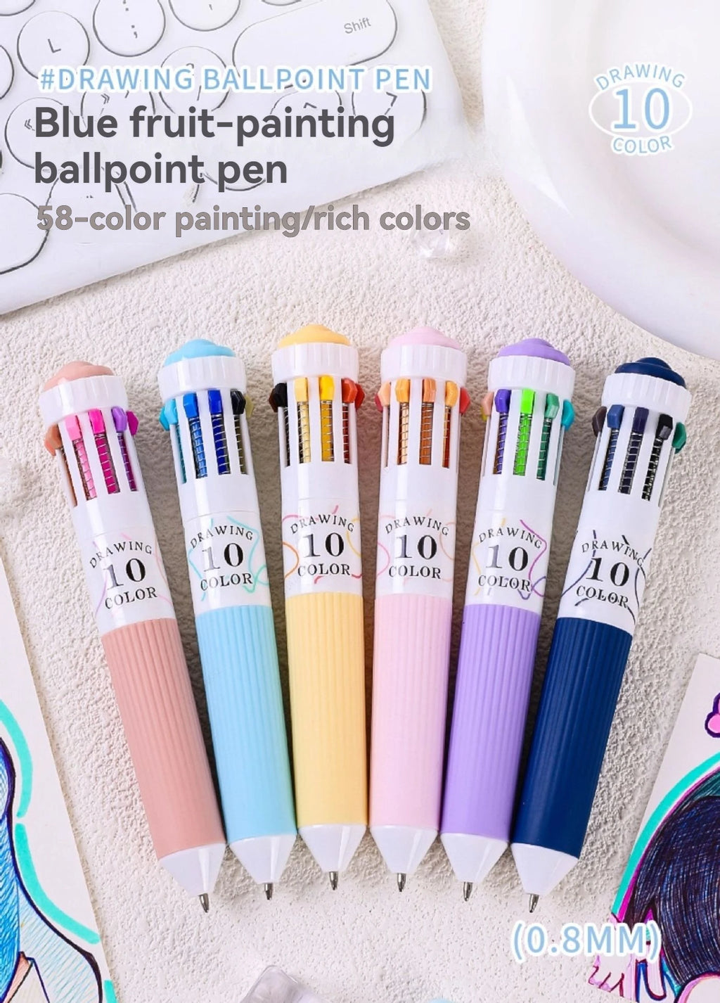 3-6 Pack Multicolor Pens, 28-60 Colors, 10-in-1 Colored Ballpoint Pen,0.8mm Fine Point Smooth Writing,Retractable Ballpoint Pens Qme