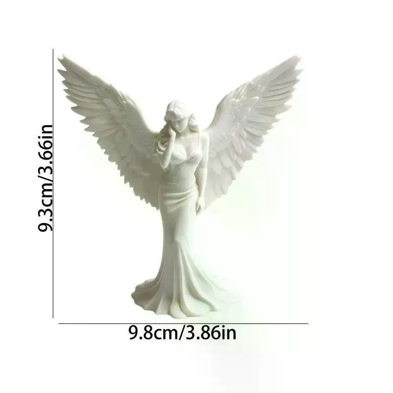 3D Printed Praying Angel Statue Guardian Angel Figurine White Gold Religious Sculpture For Home Altar Decor Qme