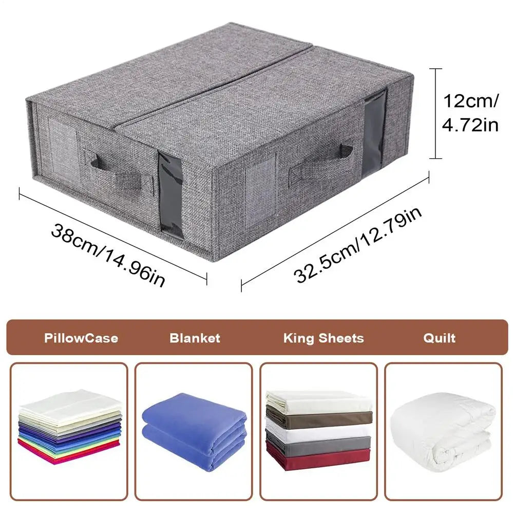 Bed Sheet Storage Sheets Organizer For Linen Closet Foldable Fabric Box Bedding Bag For Closet Bedroom Moving Apartment Dorm Qme Gray China Mainland