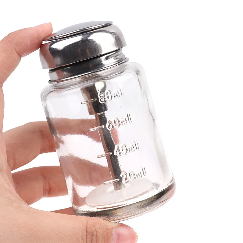 Airless Pump Bottle Clear Refillable Container Nail Polish Remover Qme
