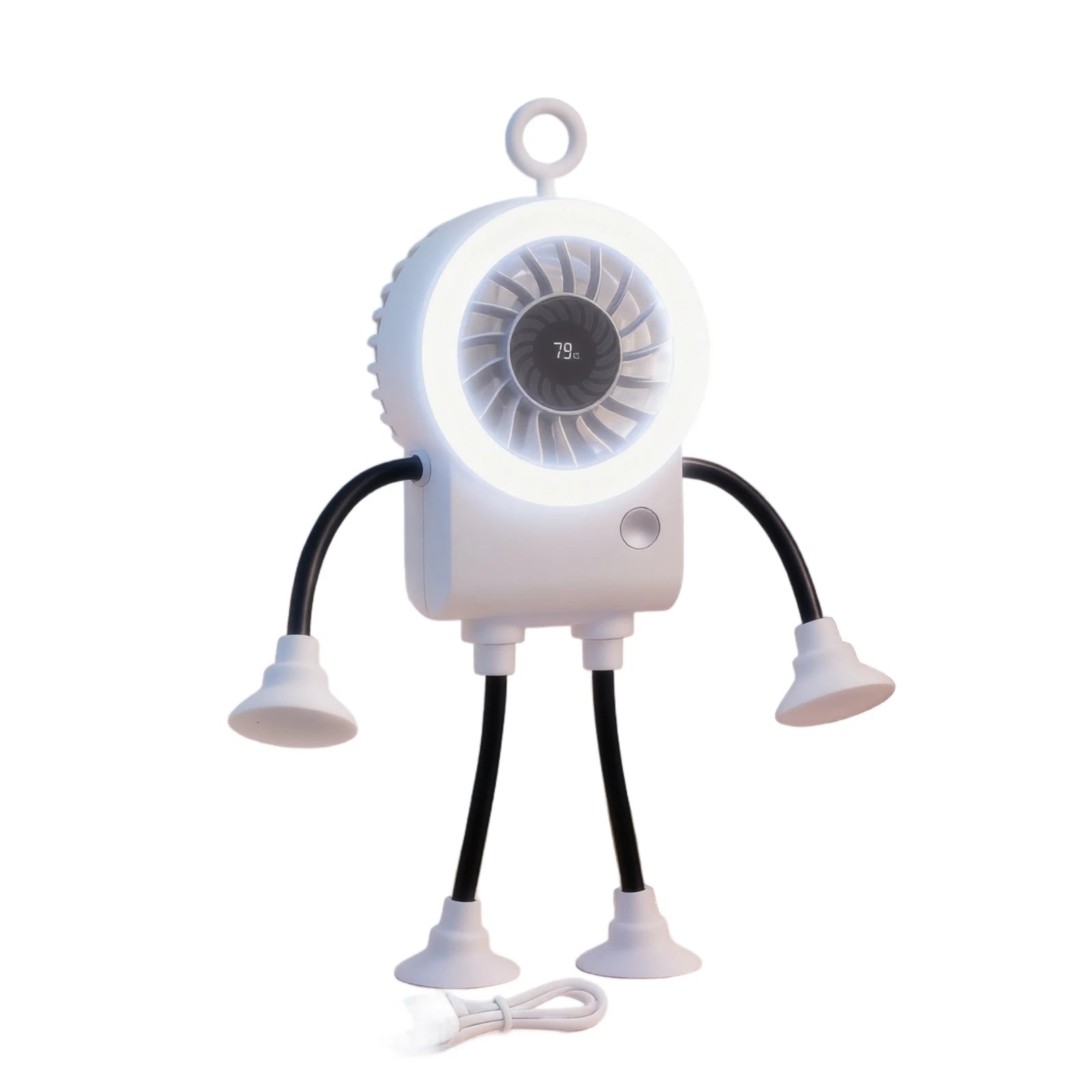 Mini Lovely Electric Fans Foldable Design Protable Outdoor and Office Fans with Suction Cup and Digital Display Summer Essential Qme White One Size