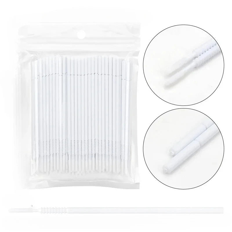 100PCS Disposable Spiral Mascara Brush Handle Microbrush Applicator Lashes Brushes Eyelash Extension Makeup Tools Qme 100PCS White in opp