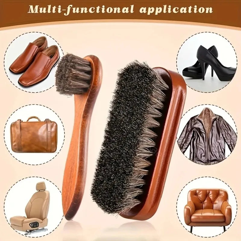 Horsehair Shine Shoes Brush Polish Dauber Applicators Cleaning Qme