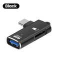 2 in 1 Type C OTG Adapter USB 3.0 to Type C Converter USB Female to Male USB C SD Memory Card U Disk Reader For Phone Computer Qme black