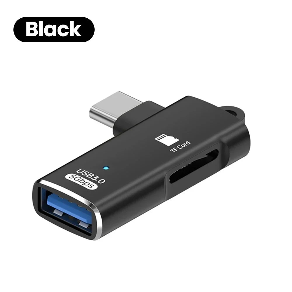 2 in 1 Type C OTG Adapter USB 3.0 to Type C Converter USB Female to Male USB C SD Memory Card U Disk Reader For Phone Computer Qme black