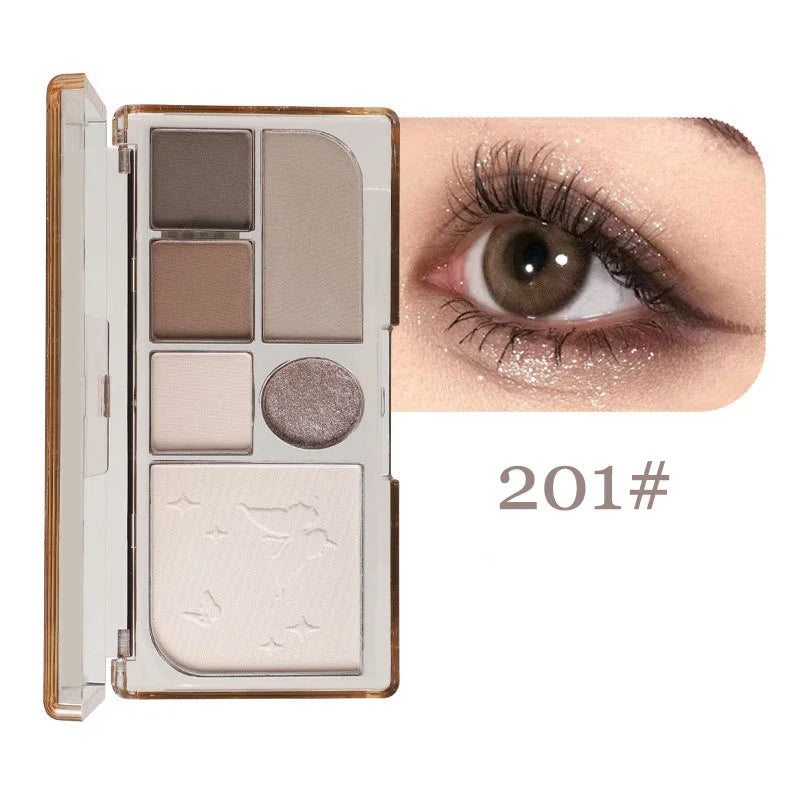 6 Color Black Smokey Eyeshadow Pallets Face Matte Contour Blush Powder All-in-One Makeup Pigments Shimmer Women Cosmetics Korean Qme 201