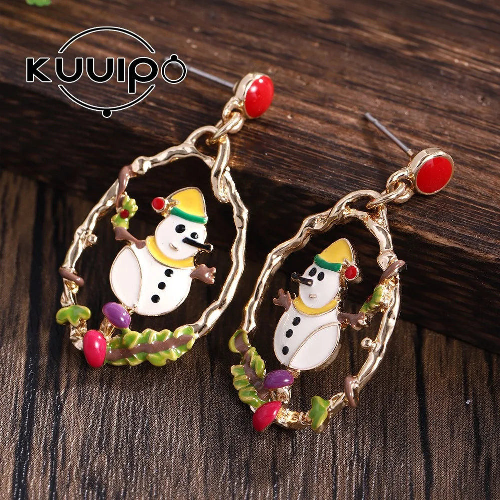Fashion Earrings Elegant Tassel Minimalist Christmas Earrings Snowflake Hat Dangles Jewelry Earrings for Christmas Gift Qme