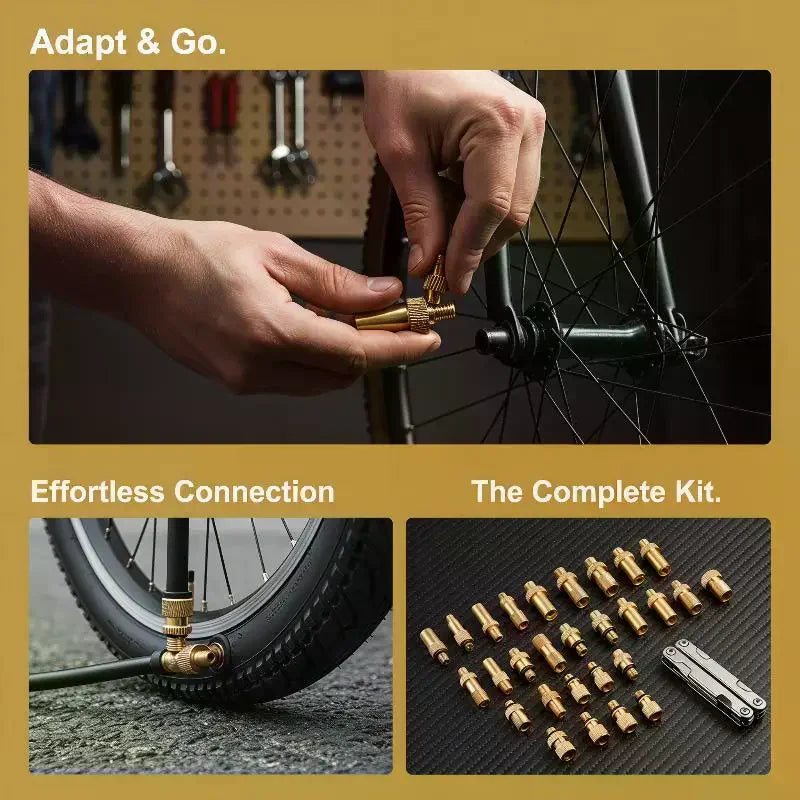 Universal Brass Bicycle Valve Adapter Presta Schrader Dunlop Qme