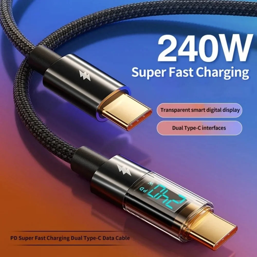 240W PD Fast Charging Type C to Type C Cable 100W Quike Charging USB A to Type C Data Cable For iPhone Samsung Xiaomi Huawei Qme