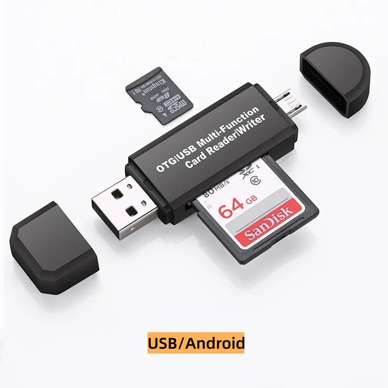 3-in1 Micro USB SD TF Memory Card USB C OTG Card Reader Adapter High Speed USB 2.0 for Phone Laptop Camera Photo Transfer Memory Qme A