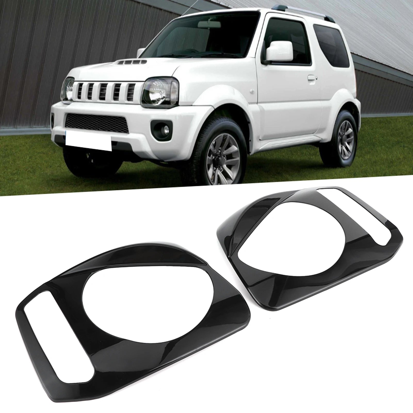 Car Front Headlight Cover Headlamp Trim Decor Fit for Jimny 2007‑ 2017 Front Lamp Decor Head Light Cover Trim Qme