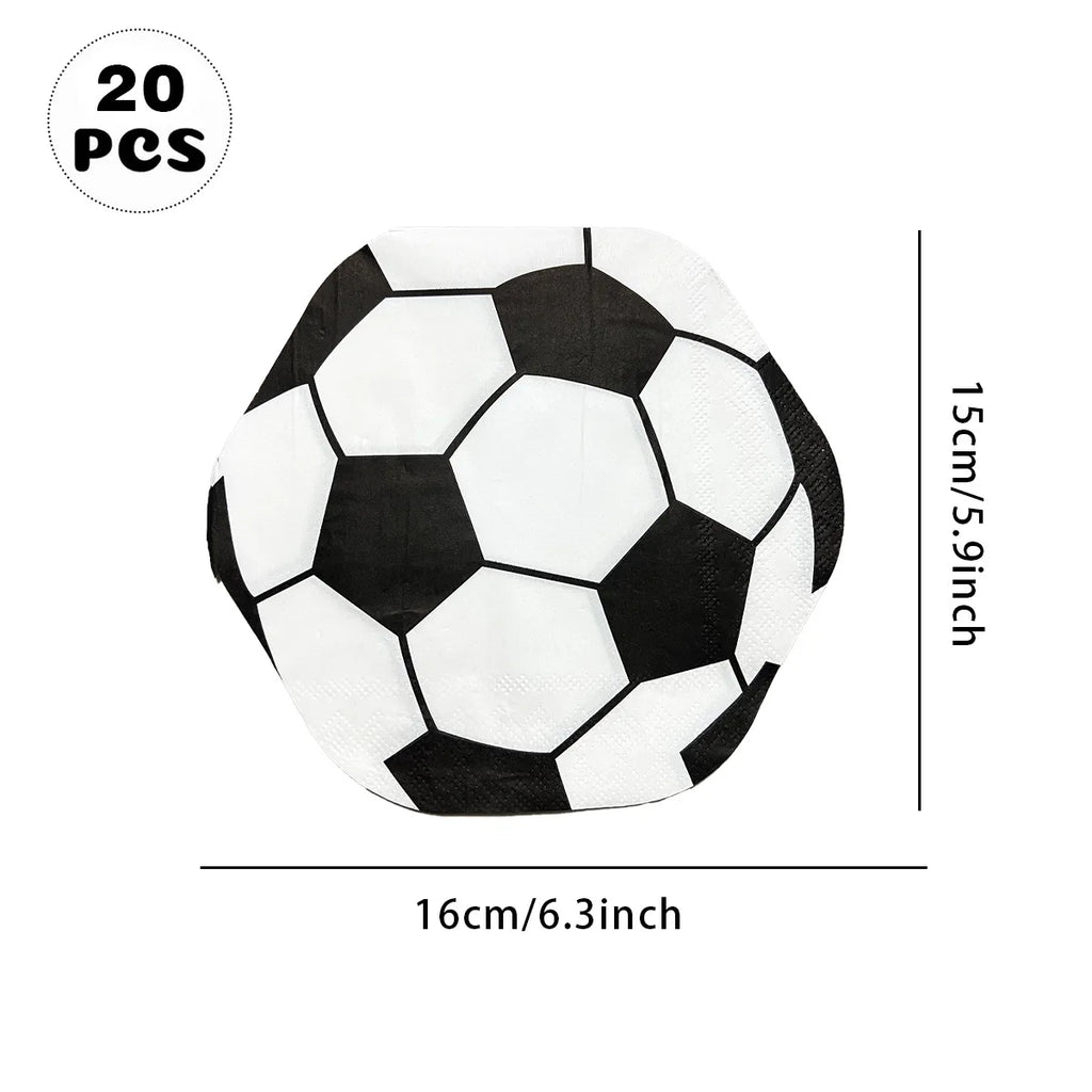 20Pcs Football Shaped Napkin Soccer Party Disposable Tableware For Kids Boys Sports Birthday Party Table Decoration Supplies Qme A