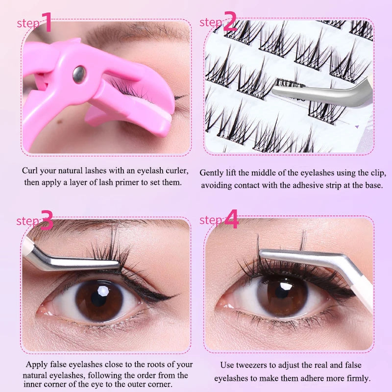10 Rows Large Capacity Glue-free False Eyelashes Single Cluster 10 Qme