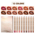 QIBEST 12 Colors Lip Pencils Matte Lipliner Pencil Waterproof Lipstick Lip Liner Pen Smooth Nude Lipstick Pens For Lips Makeup Qme Lipliner Set