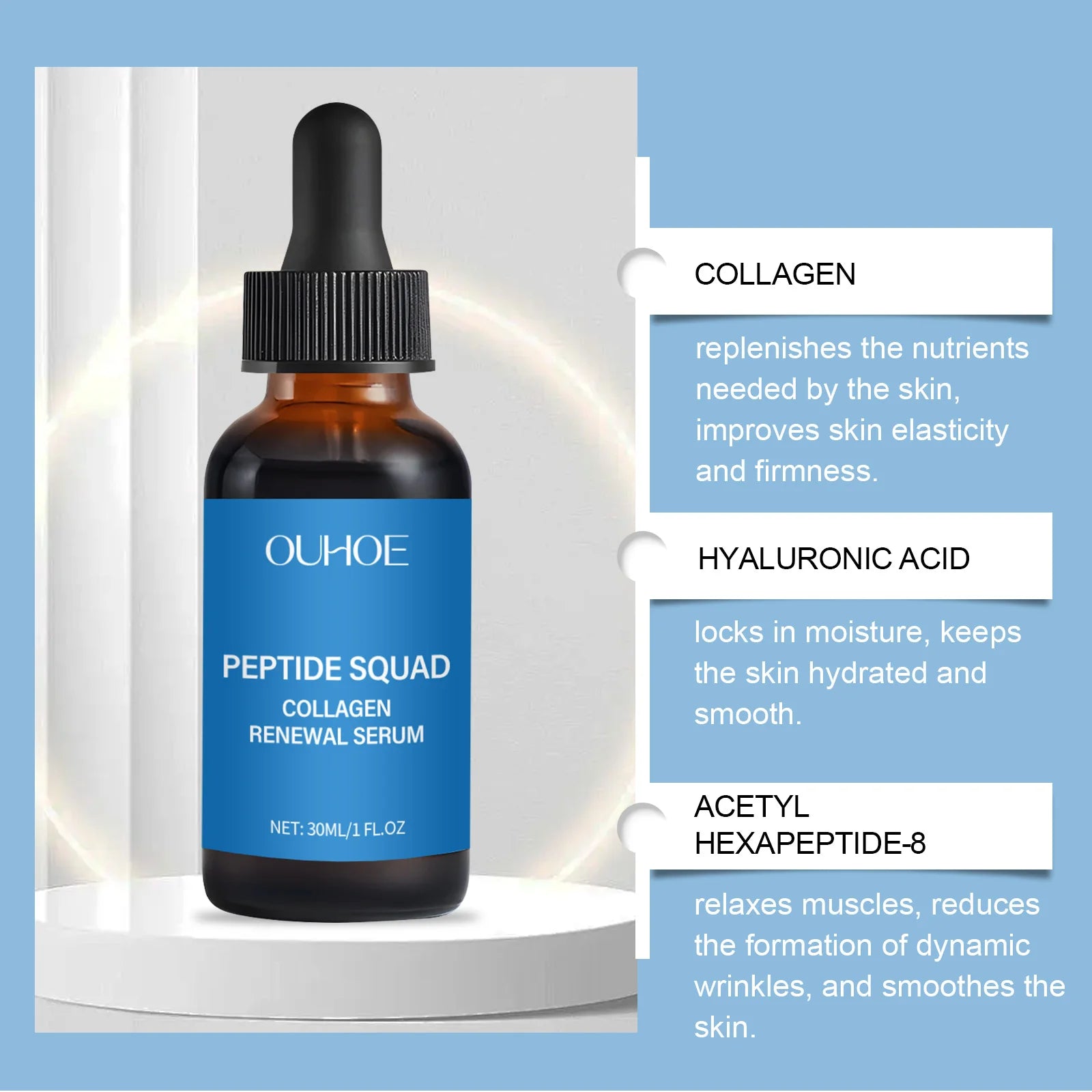 Collagen Polypeptide Essence Fade Fine Lines Lifting Firming Moisturizing Skin Care Tightening Skin Nourishing Facial Serum Qme