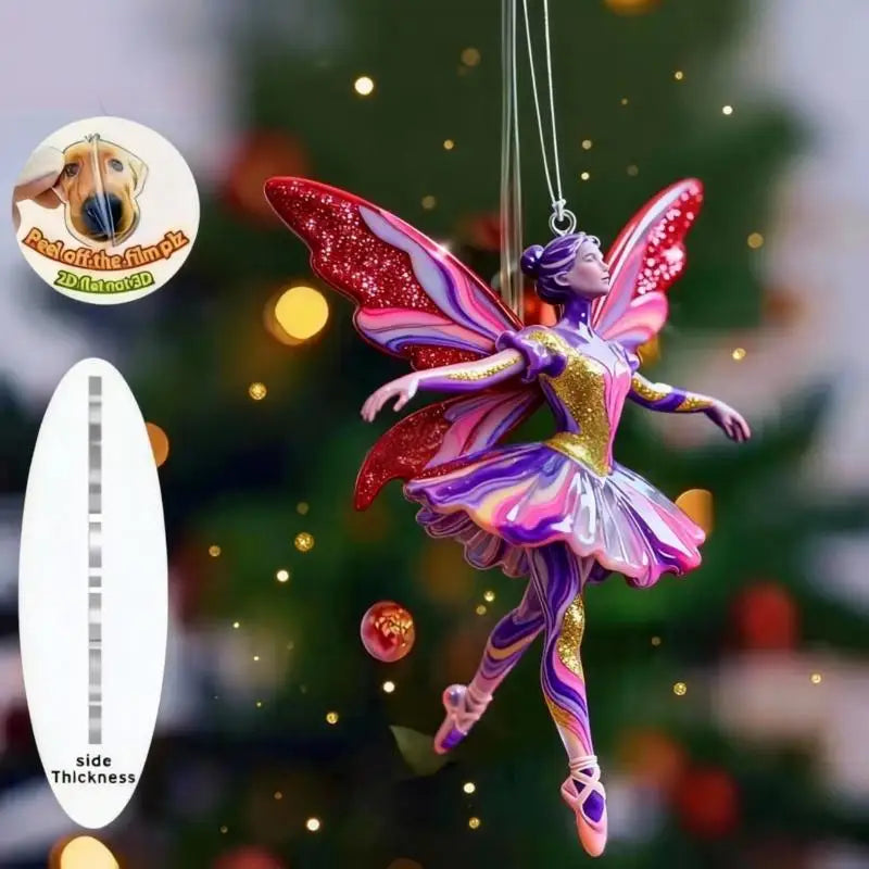 Sparkling 2D Acrylic Pendants Ballerina Simulation Christmas Tree Hangings Car Rearview Mirror Charm Decoration Ornaments Qme A8