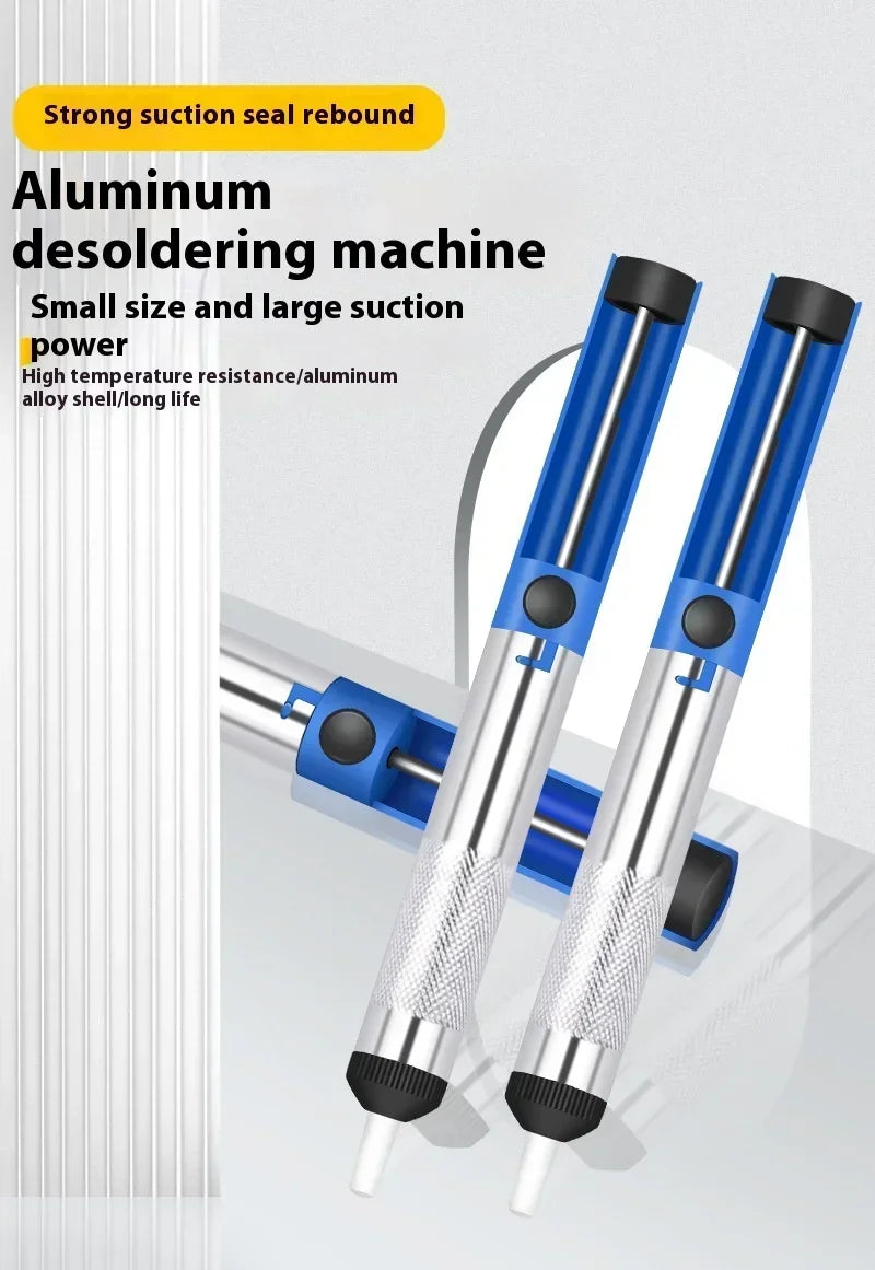 Semi-Aluminum Tin Suction Device, Desoldered Nozzle Tip, Automatic Rebound Manual Anti-Slip Tin Suction Pump, Desoldering Pumps Qme