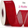 Red Wired Ribbon, Solid Color Ribbon With Edge, Suitable for Mother's Day Bows, Flower Garlands, Outdoor Decorations Qme 2 Rolls 4cm 5m