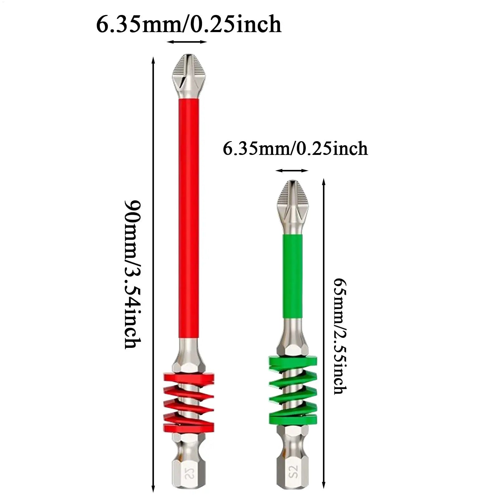 Electric Screwdriver Bits 2 Magnetic Tough Anti-slip Tips Spring Qme
