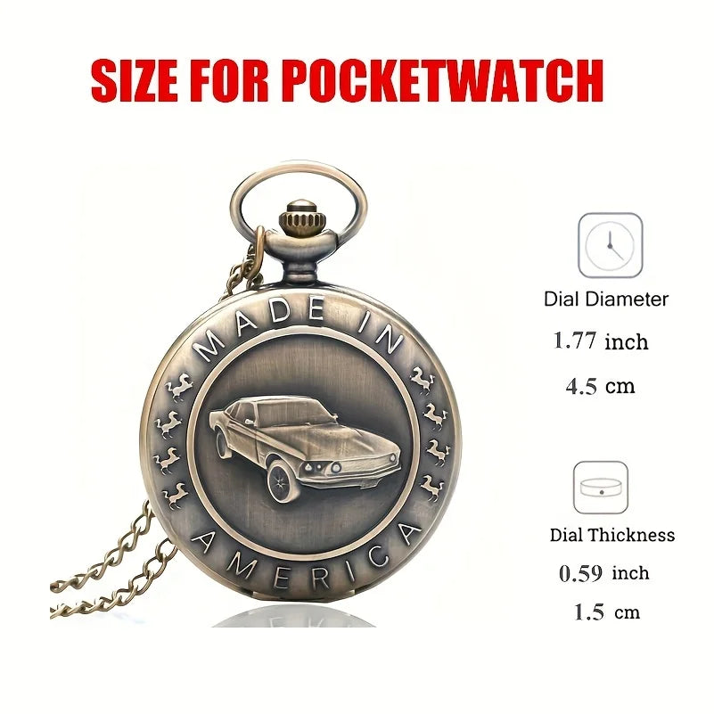 Bronze Mustang Car Pocket Watch - Perfect Birthday Gift for Teens Qme
