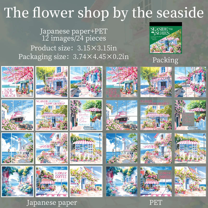 Beautiful scenery 24/120 sheets Aesthetic Stationery Decorative Sticker Book DIY Journal Stickers Kids Gift Scrapbook supplies Qme A