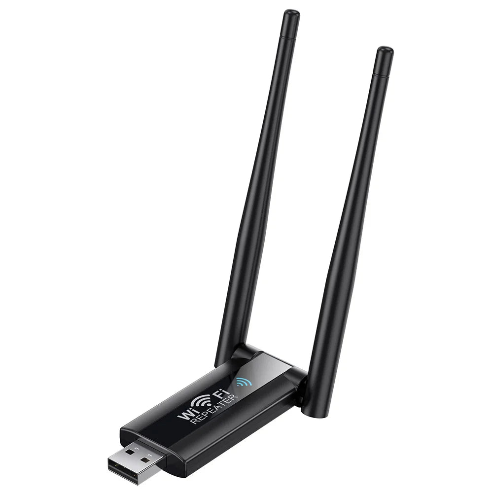 USB Wireless WiFi Extender 2.4G 300Mbps Signal Booster Long Range Repeater Access Point for Home Wi-Fi Router Network for PC Use Qme black