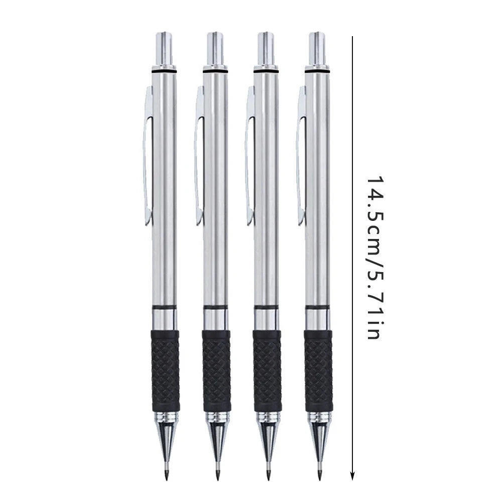 Art Mechanical Pencil Set, Metal Pencil 2mm Graphite Lead Holder (2B) For Writing, Sketching Drawing With Lead Refills Case Qme