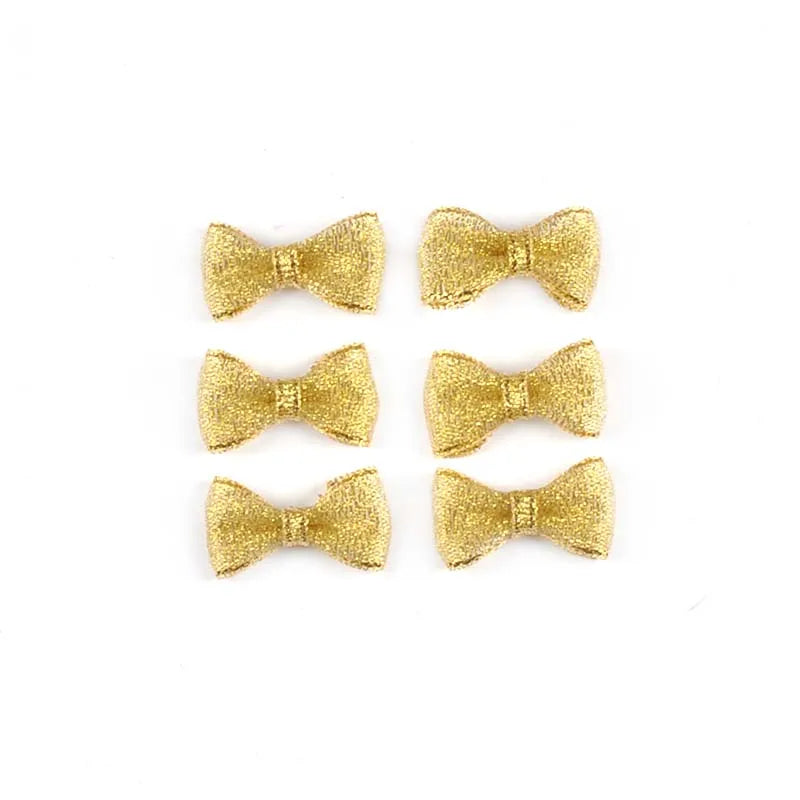 50Pcs 16x28mm Golden/Silver Christmas Bows For Xmas Party Flower Gifts Decor Handmade Accessories Bowknot Ribbons DIY Supplies Qme 2 16x28mm