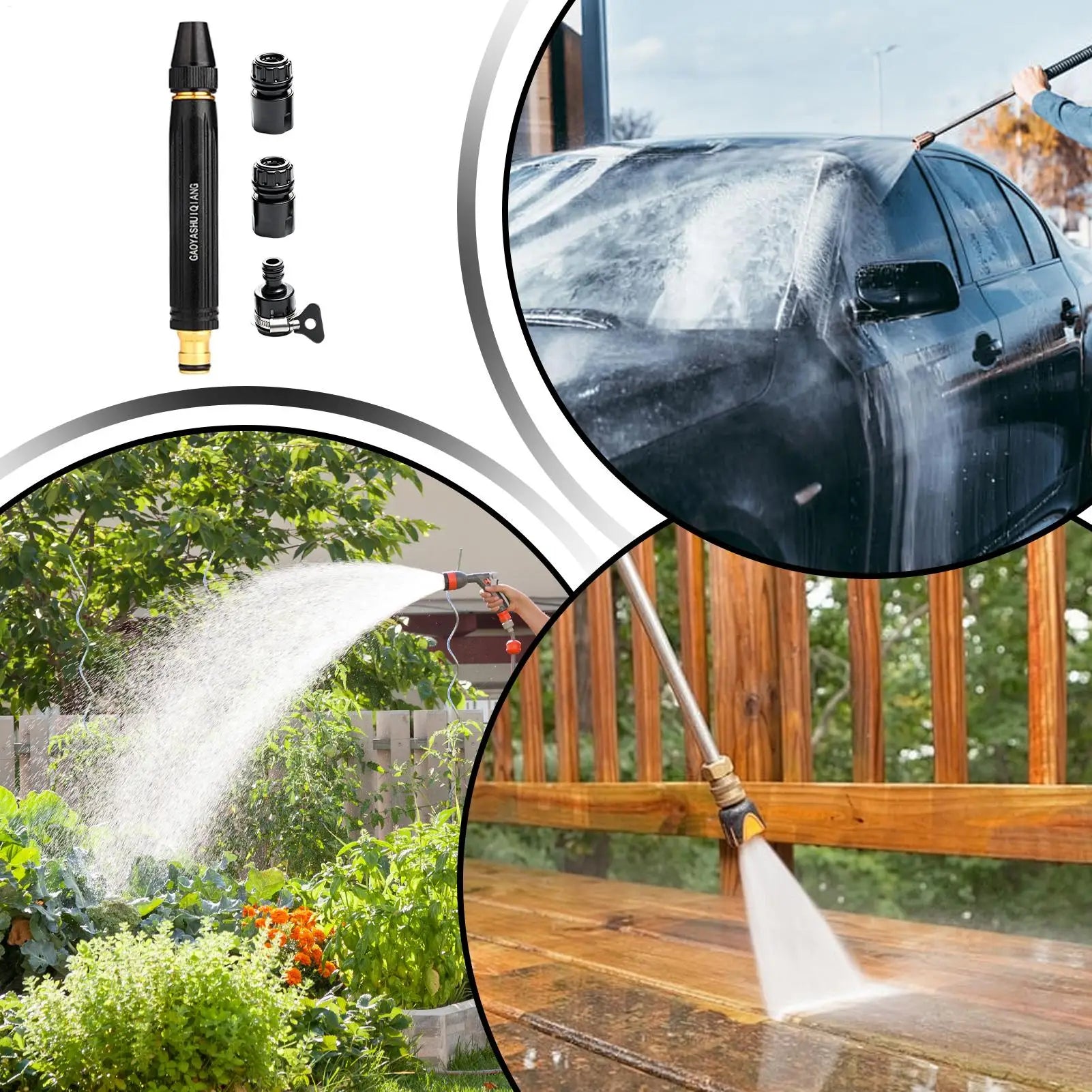 Car Wash Sprayer Leak-Proof Portable Washer Car Washing Garden Hose Sprayer for Outdoor Pathway Backyard Patio Driveway Garage Qme