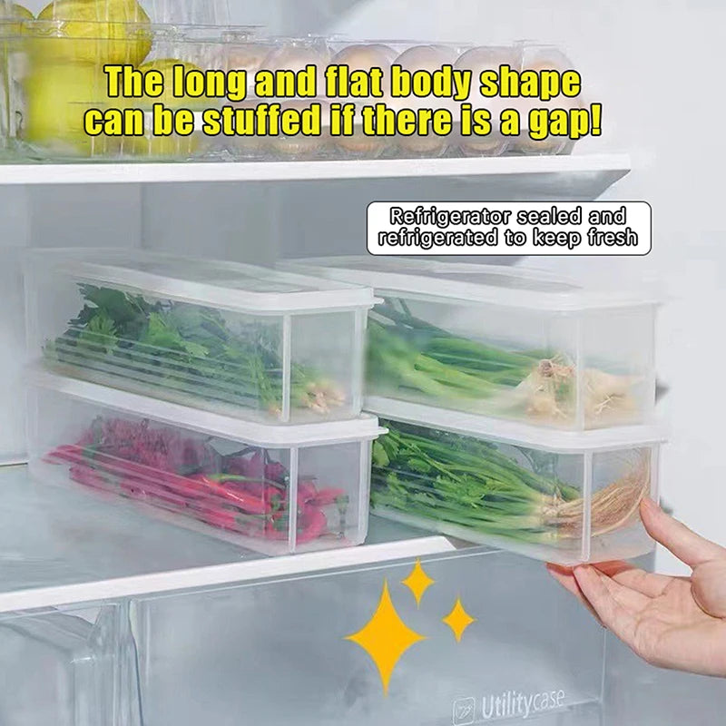 Refrigerator Organizer Boxes Kitchen Accessories Long Rectangular Qme