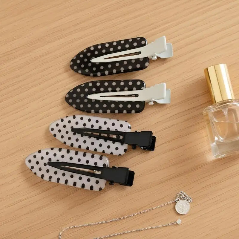4 Black White Polka Dot Hair Clips Cute Sweet Side Bangs Hairpin Qme