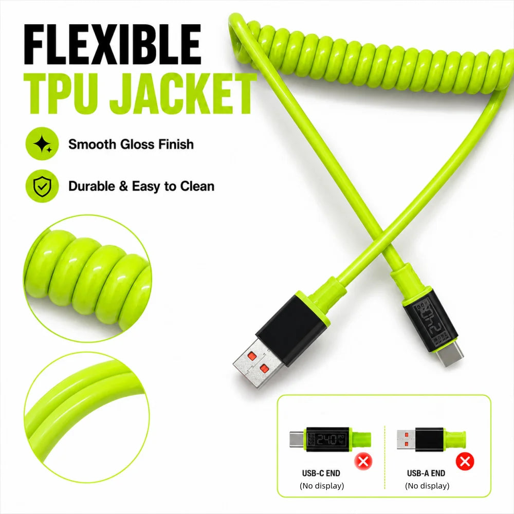 240W USB A to Type C 1M 2M Data Cord PD Fast Charging Silicone Cable Type C To C QC 3.0 Data Line for iPhone 17 Xiaomi Samsung Qme