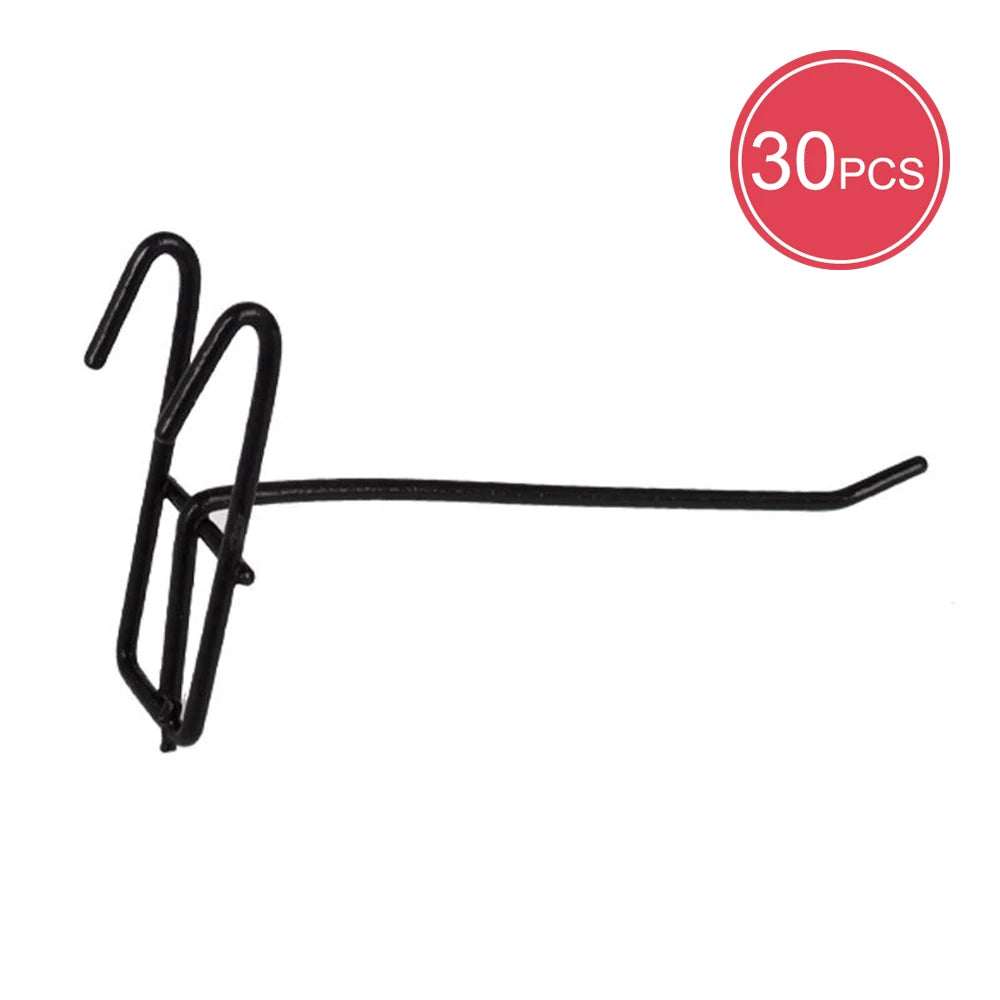 Black Mesh Grid Shelf Hooks, Supermarket Shelves, Convenience Store Accessories Can Be Hung With Thick Iron Hooks Qme black 30pcs