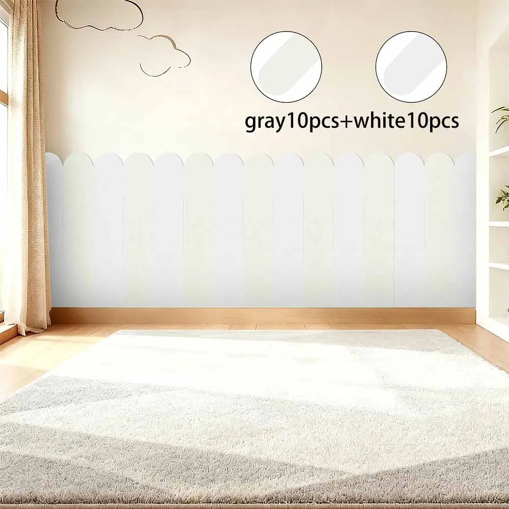20-Piece Two-color Self-adhesive Wall Stickers Thickened Qme white and gray 60cmX15cm-20pcs